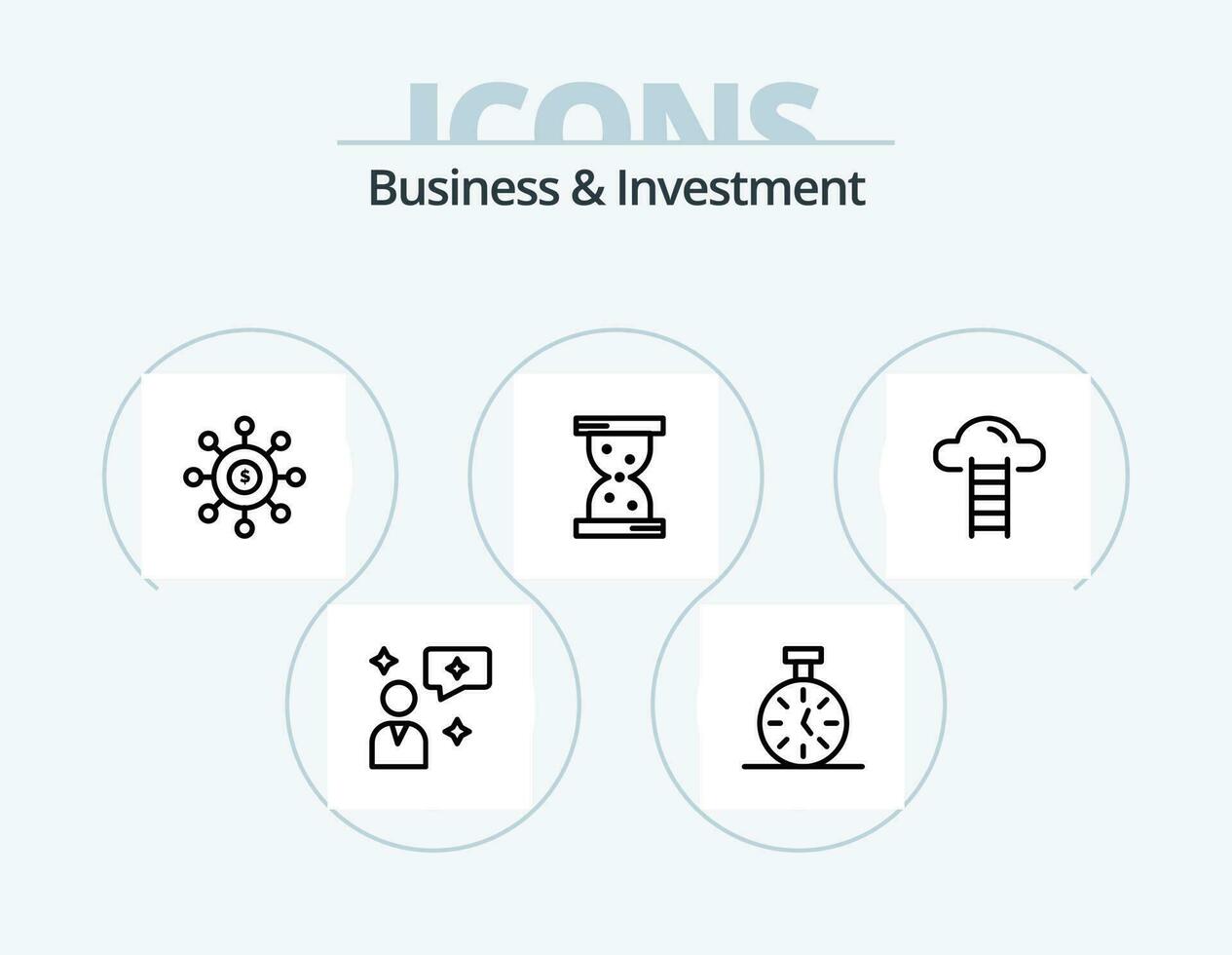 affaires et investissement ligne icône pack 5 icône conception. minuteur. chronomètre. en ligne. dollar. cellule vecteur