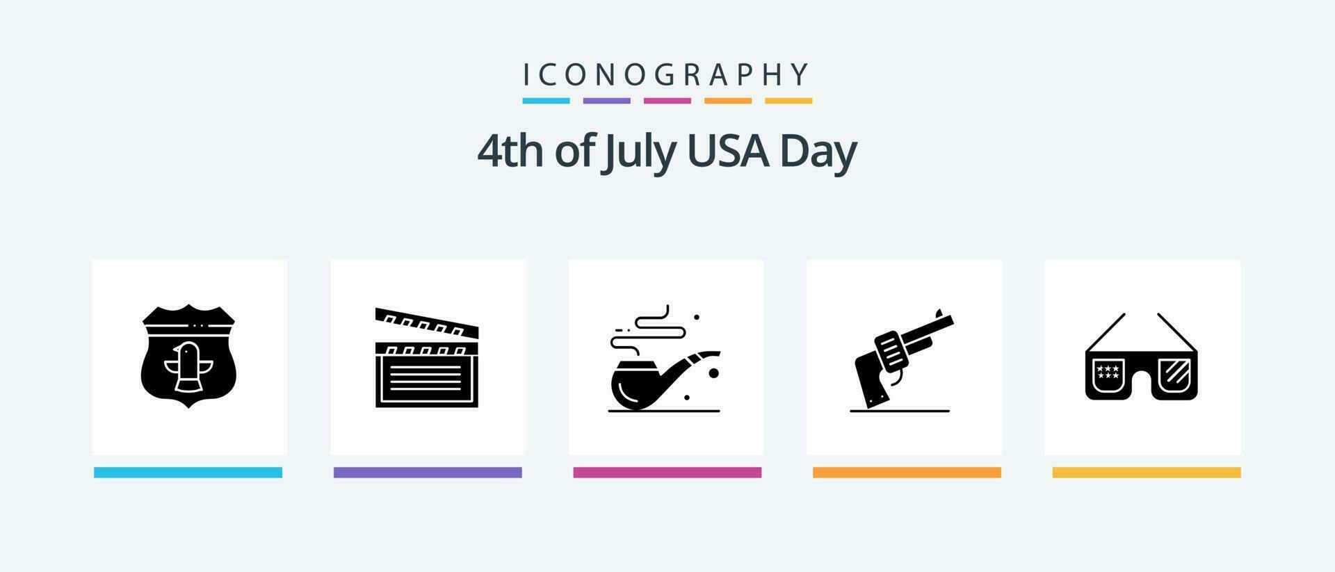 Etats-Unis glyphe 5 icône pack comprenant imérique. des lunettes de soleil. tuyau. Américain. main. Créatif Icônes conception vecteur