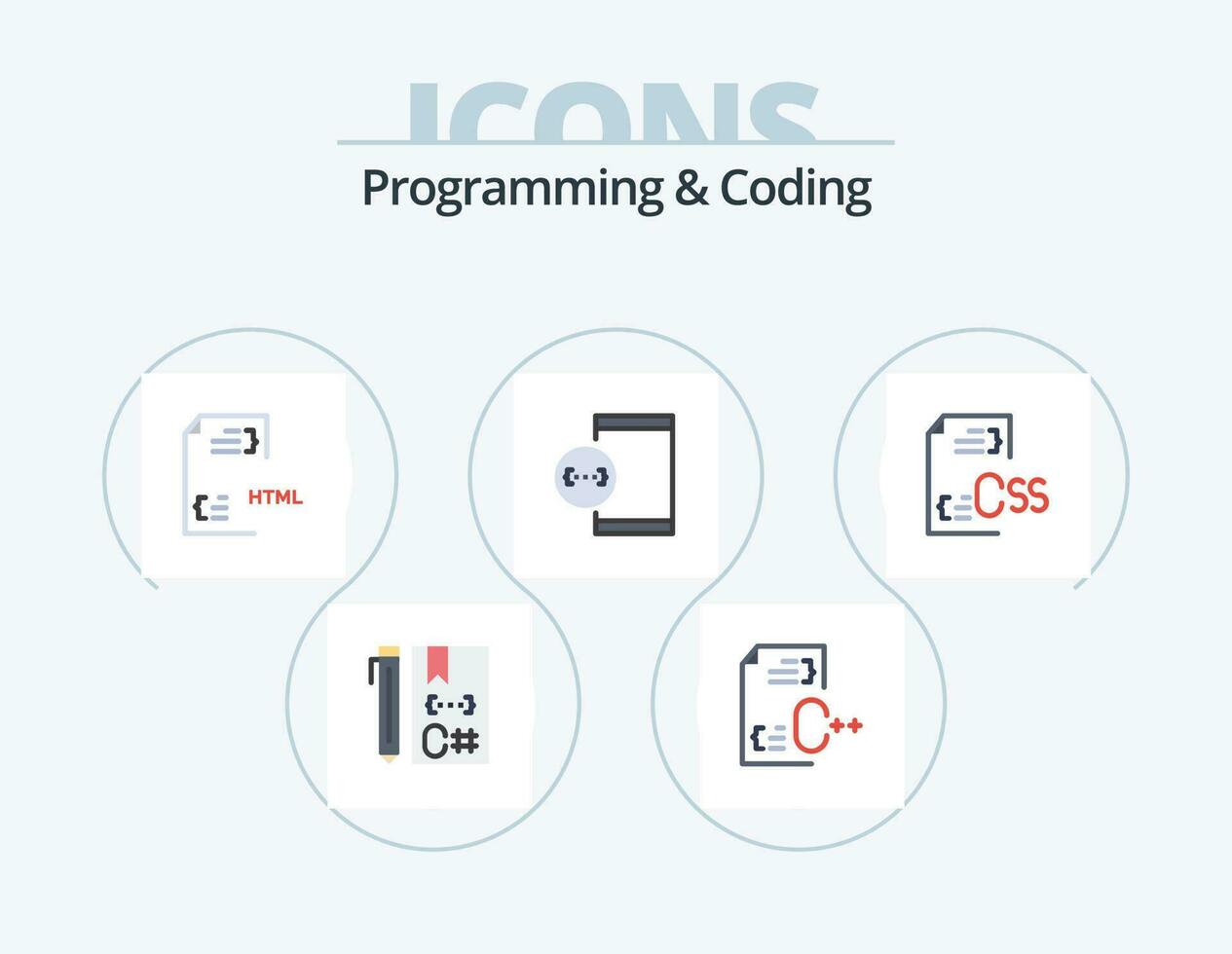 programmation et codage plat icône pack 5 icône conception. développer. application. développement. html. développement vecteur