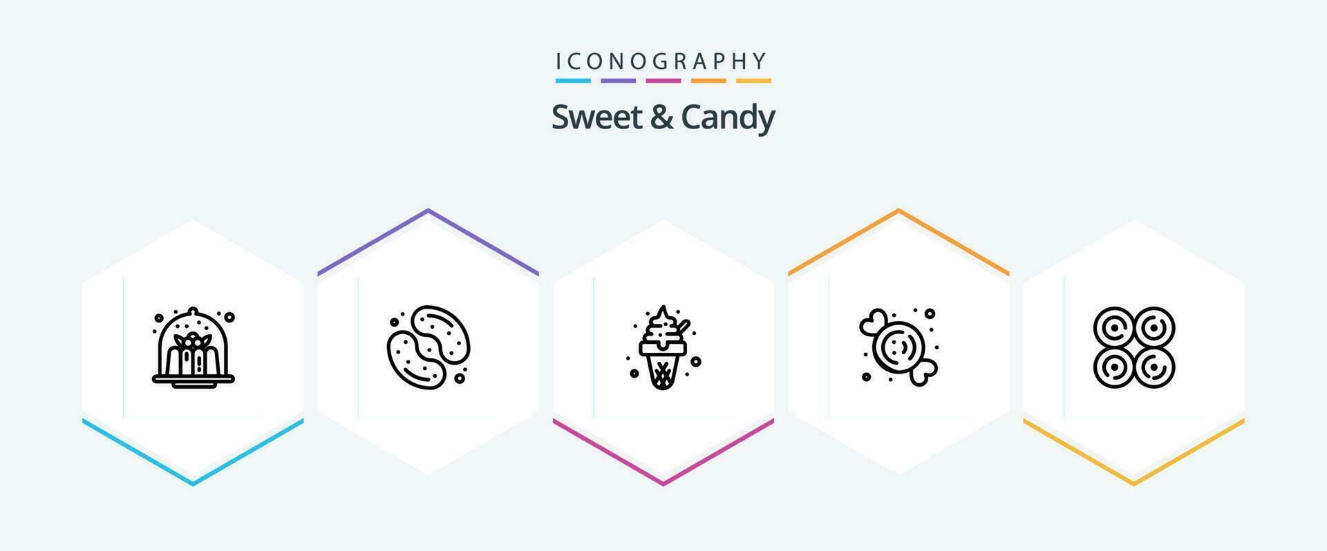 sucré et bonbons 25 ligne icône pack comprenant bonbons. dessert. bonbons. bonbons. la glace crème vecteur