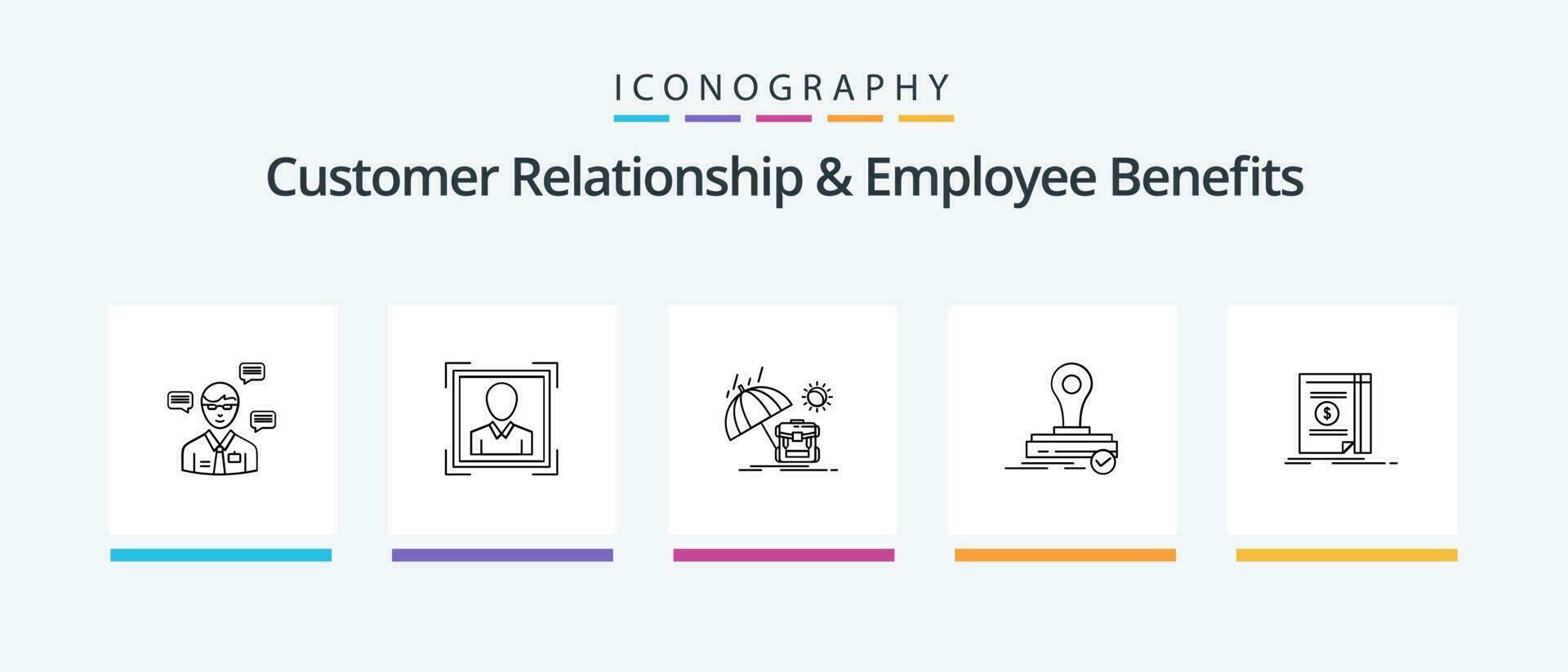 client relation et employé avantages ligne 5 icône pack comprenant document. fait. œil. d'accord. touche. Créatif Icônes conception vecteur