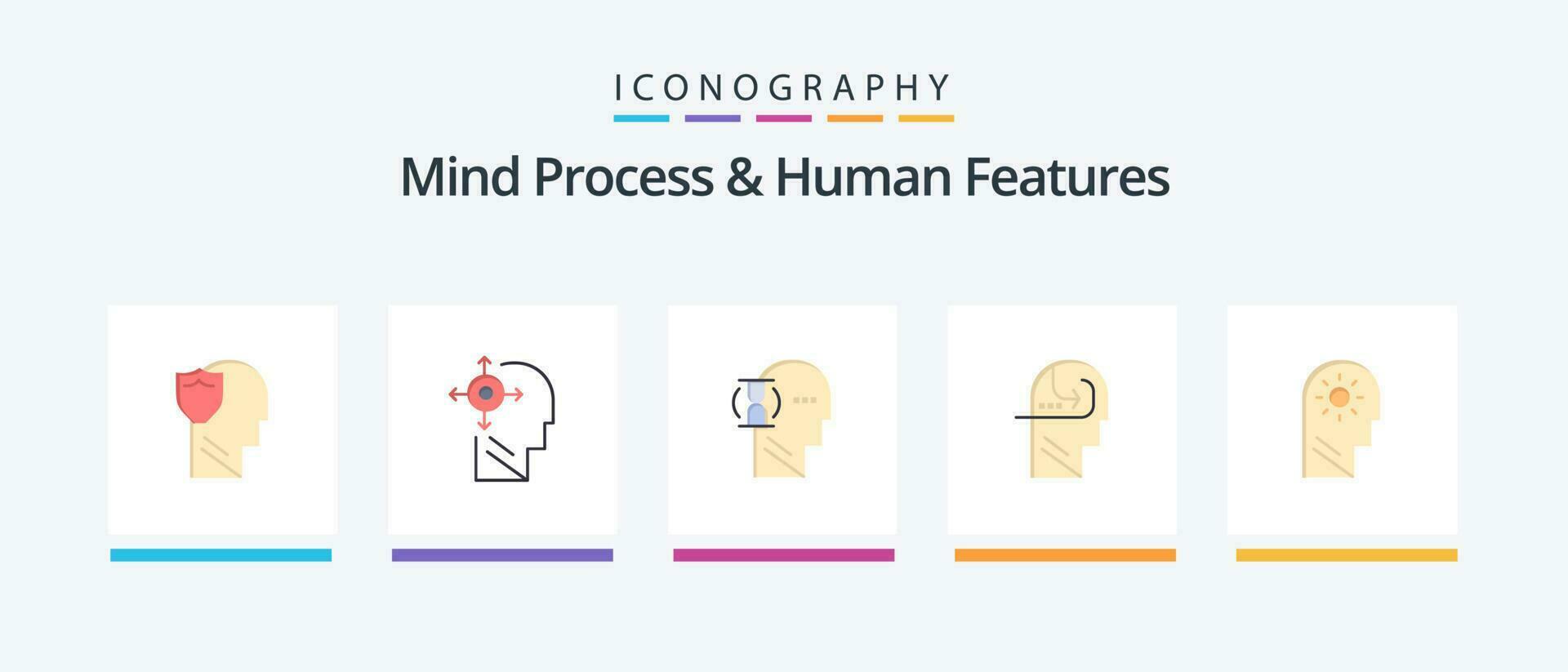 esprit processus et Humain Caractéristiques plat 5 icône pack comprenant cerveau. esprit. diriger. compétence. Masculin. Créatif Icônes conception vecteur