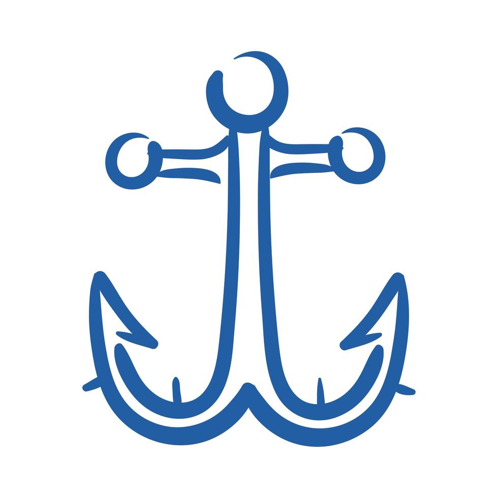 icône de style de dessin de main d'ancre marine vecteur