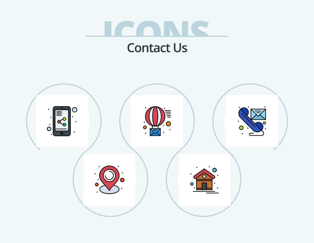 contact nous ligne rempli icône pack 5 icône conception. page d'accueil. contact . message. télégramme. téléphone vecteur