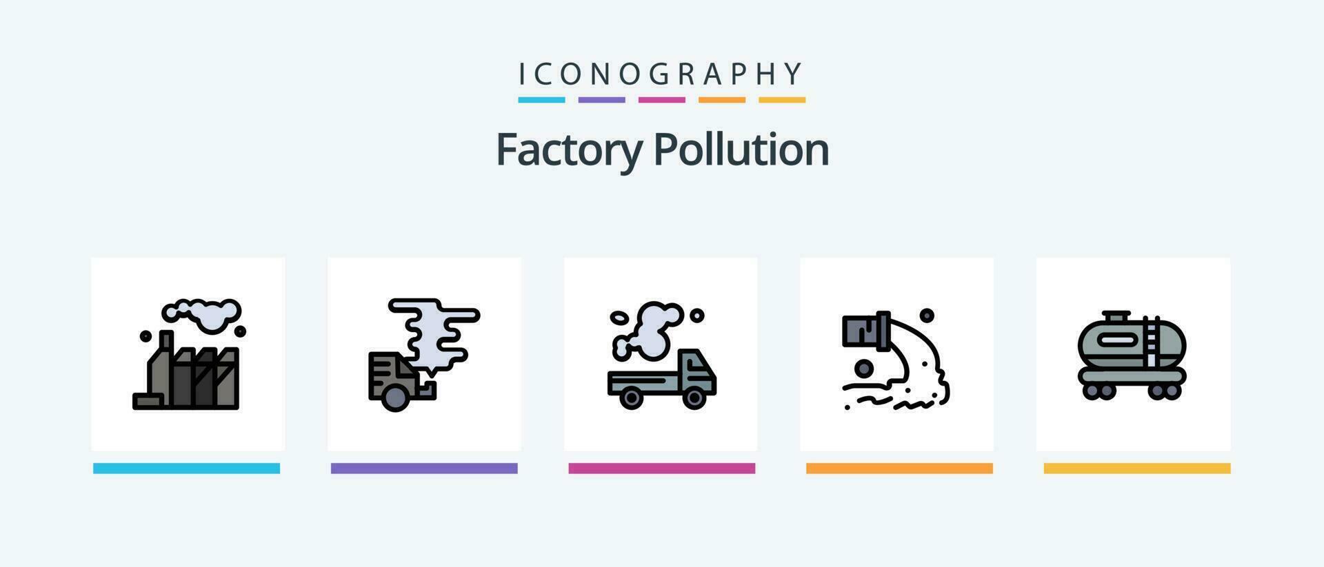 usine la pollution ligne rempli 5 icône pack comprenant poumon. cancer. fumée. pollution. fumée. Créatif Icônes conception vecteur