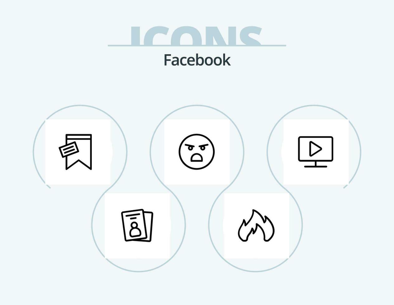 Facebook ligne icône pack 5 icône conception. marquer. heureux. moniteur. sourire . bavarder vecteur