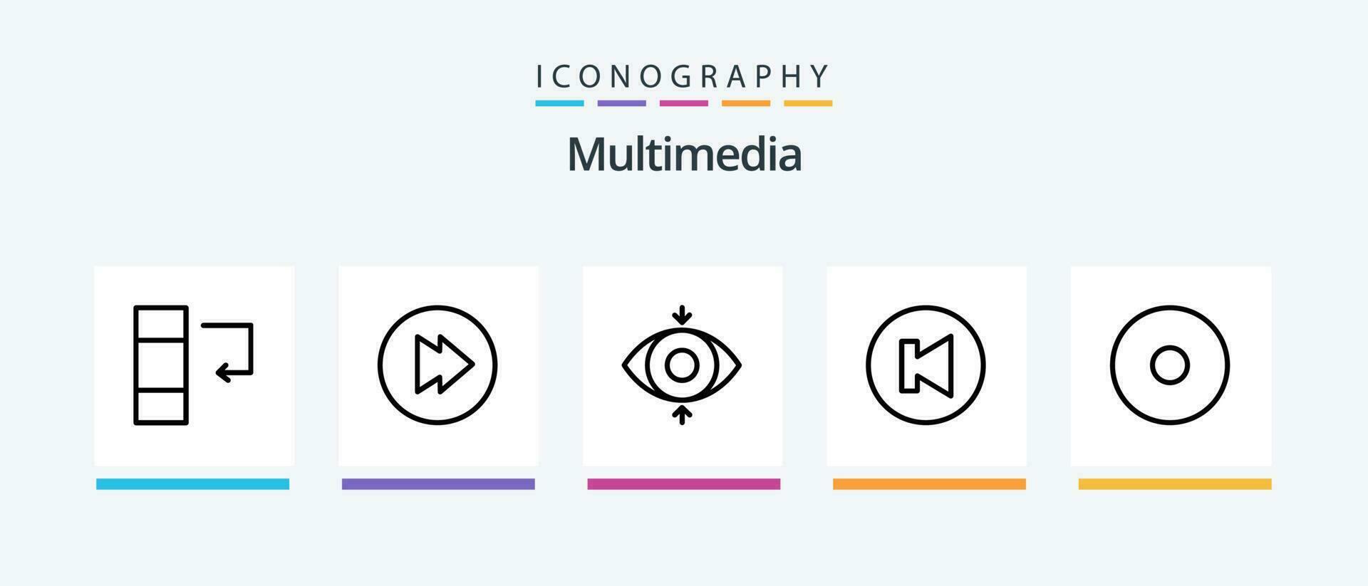multimédia ligne 5 icône pack comprenant . précédent. multimédia. multimédia. documents. Créatif Icônes conception vecteur