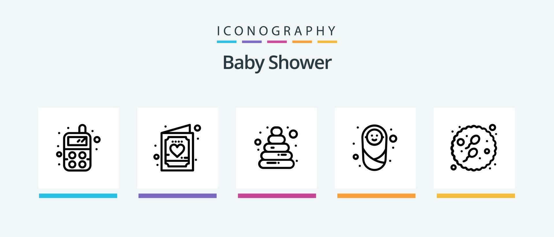 bébé douche ligne 5 icône pack comprenant les enfants. bébé. bébé. blocs. alphabet. Créatif Icônes conception vecteur