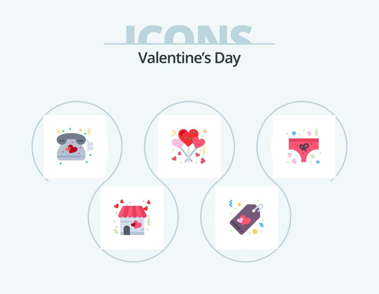 valentines journée plat icône pack 5 icône conception. l'amour. romance. cœur. l'amour. des ballons vecteur