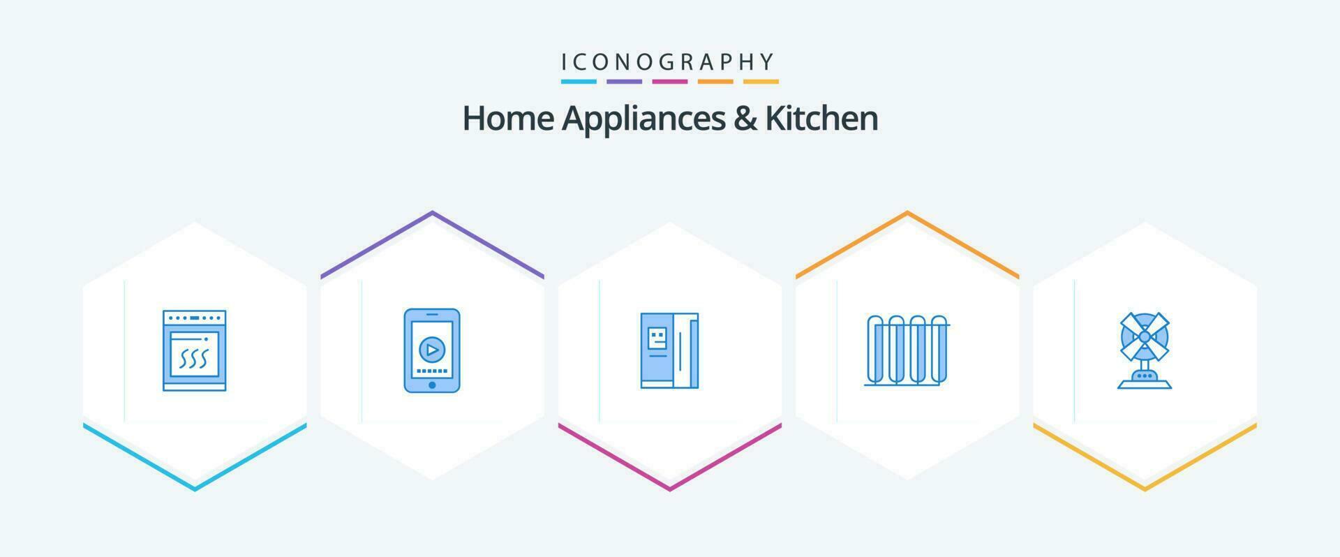 Accueil appareils électroménagers et cuisine 25 bleu icône pack comprenant électrique. radiateur. réfrigérateur. chaud. batterie vecteur