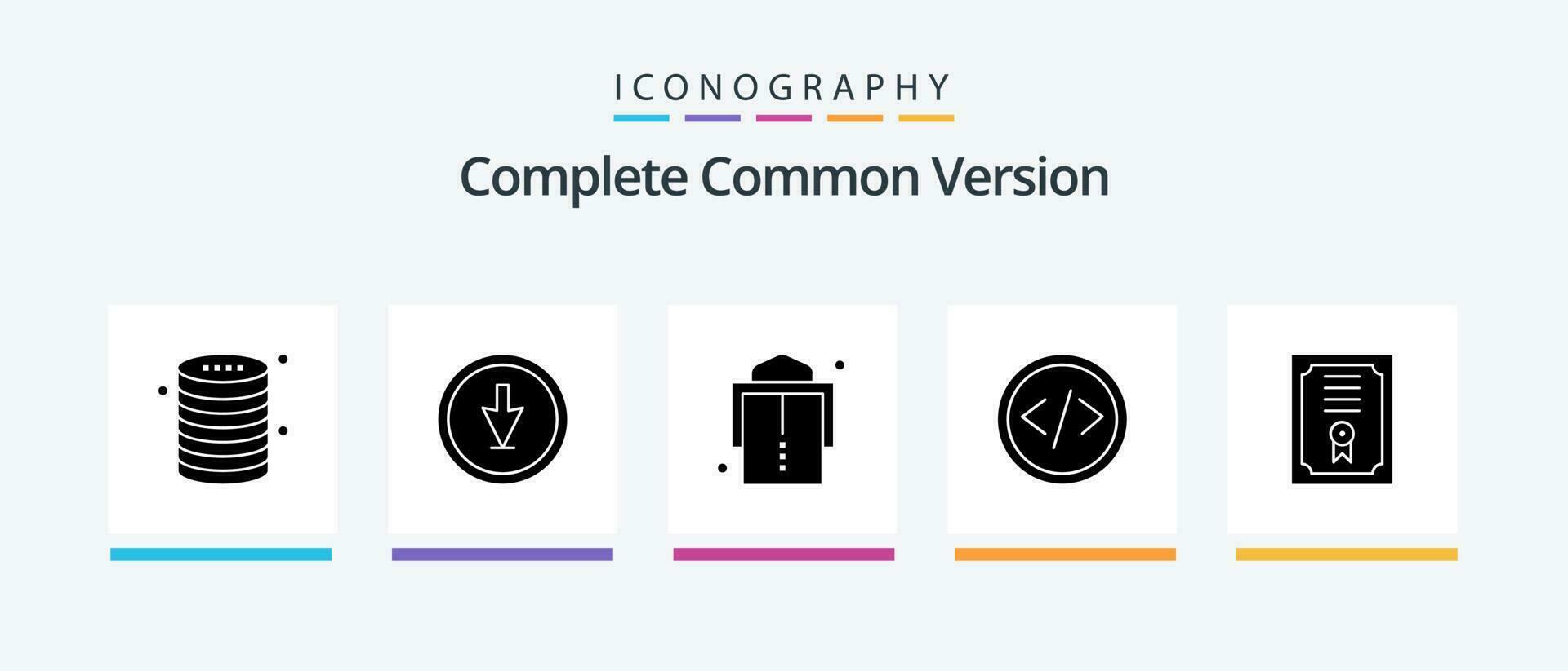 Achevée commun version glyphe 5 icône pack comprenant la toile. développement. la navigation. codage. ceinture. Créatif Icônes conception vecteur