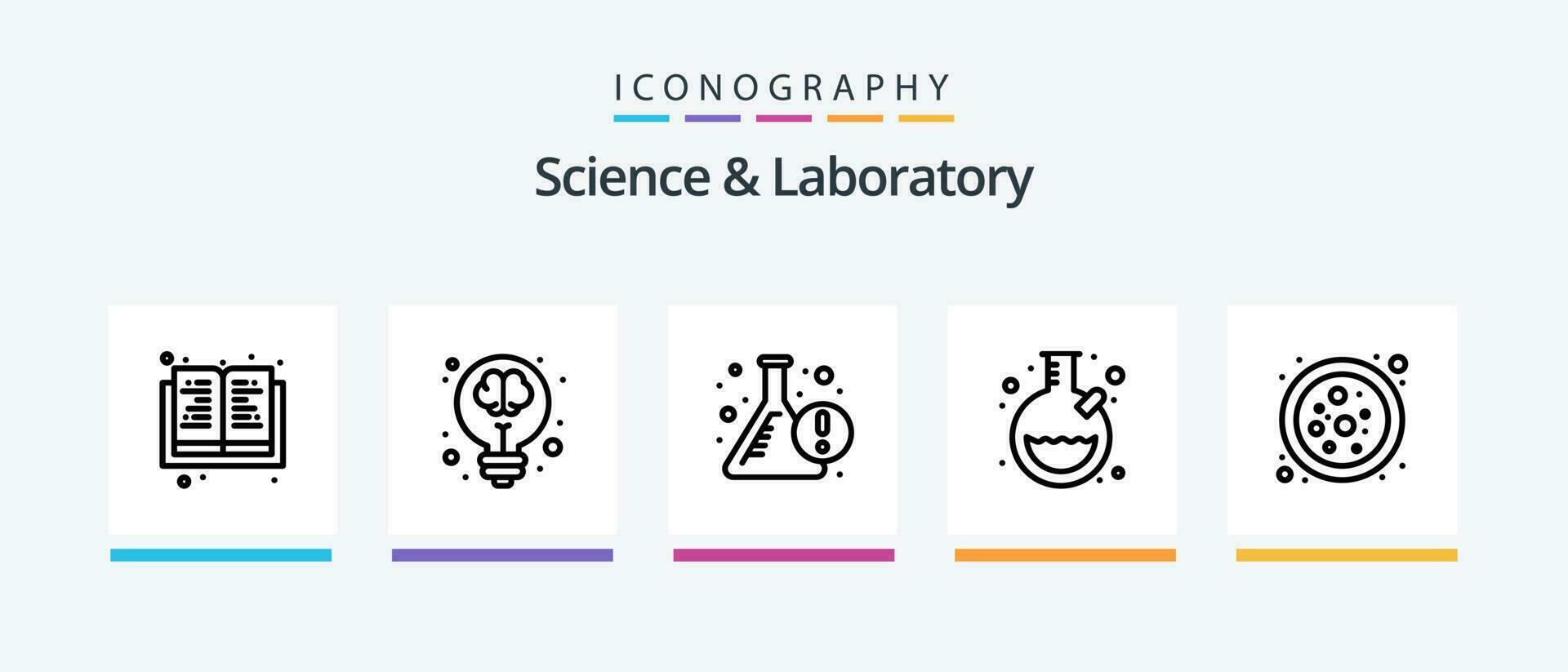 science ligne 5 icône pack comprenant tube. laboratoire. tester tube. engrenage. virus. Créatif Icônes conception vecteur