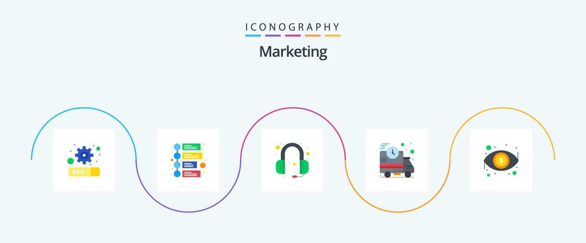 commercialisation plat 5 icône pack comprenant voir. œil. soutien. dollar. vite vecteur
