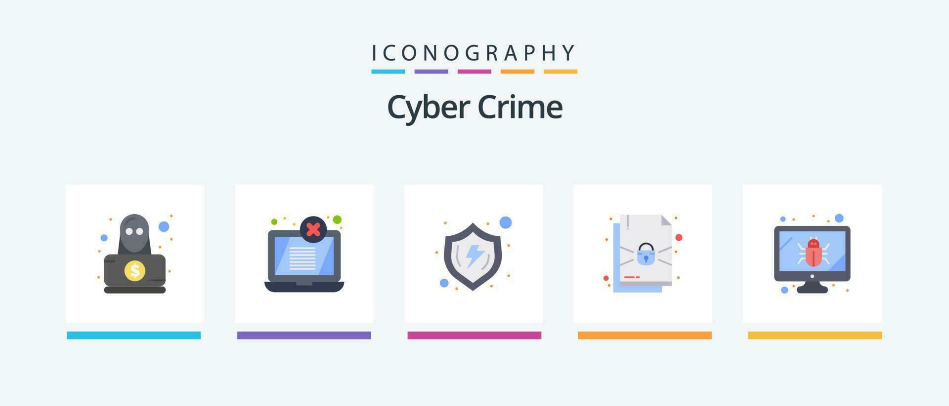 cyber la criminalité plat 5 icône pack comprenant moniteur. protection. protéger. serrure. vérifier. Créatif Icônes conception vecteur