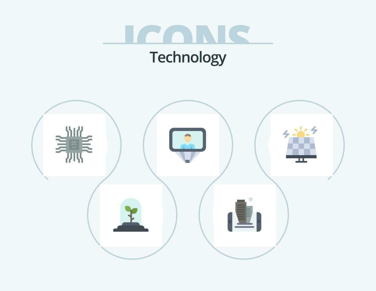 La technologie plat icône pack 5 icône conception. vert. énergie. CPU. connexion. profil vecteur