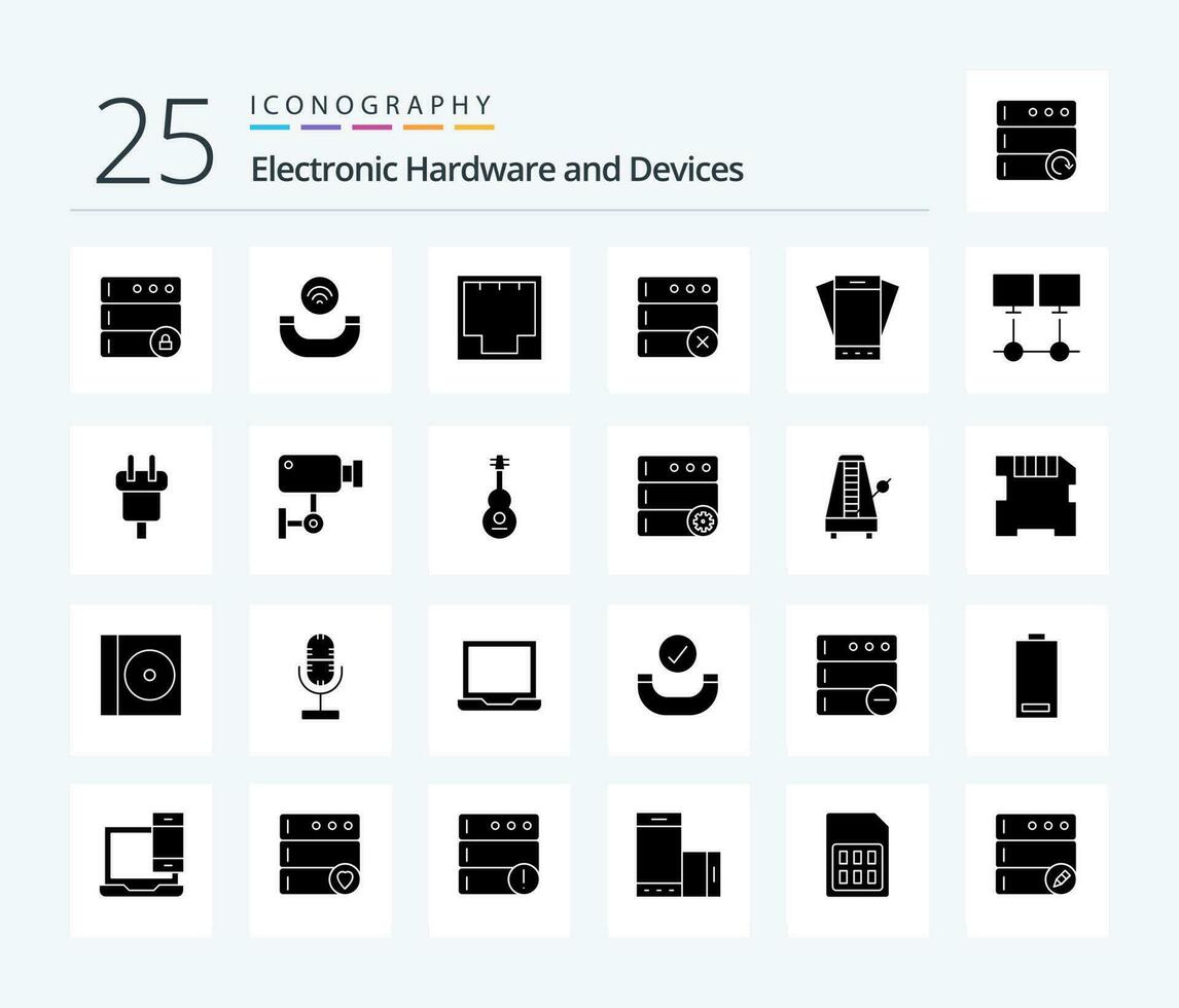 dispositifs 25 solide glyphe icône pack comprenant téléphone intelligent. mobile. l'Internet. appareil. supprimer vecteur