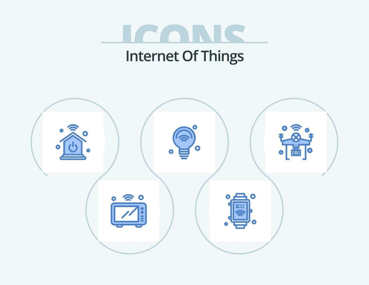 l'Internet de des choses bleu icône pack 5 icône conception. l'Internet. Wifi. Accueil réseau. iot. l'Internet vecteur