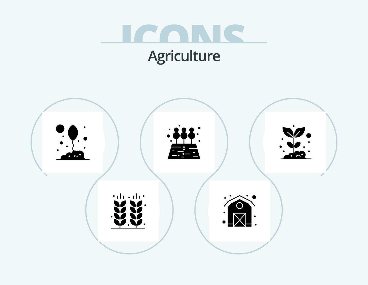 agriculture glyphe icône pack 5 icône conception. agriculture. arbre. agriculture. jardin. la nature vecteur