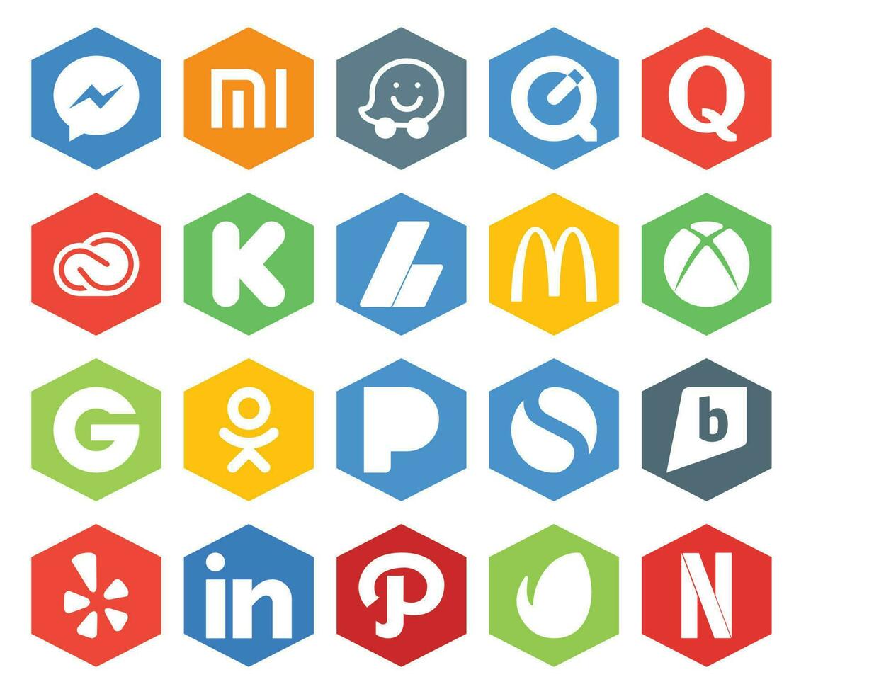 20 social médias icône pack comprenant Facile odnoklassniki adobe groupon mcDonalds vecteur