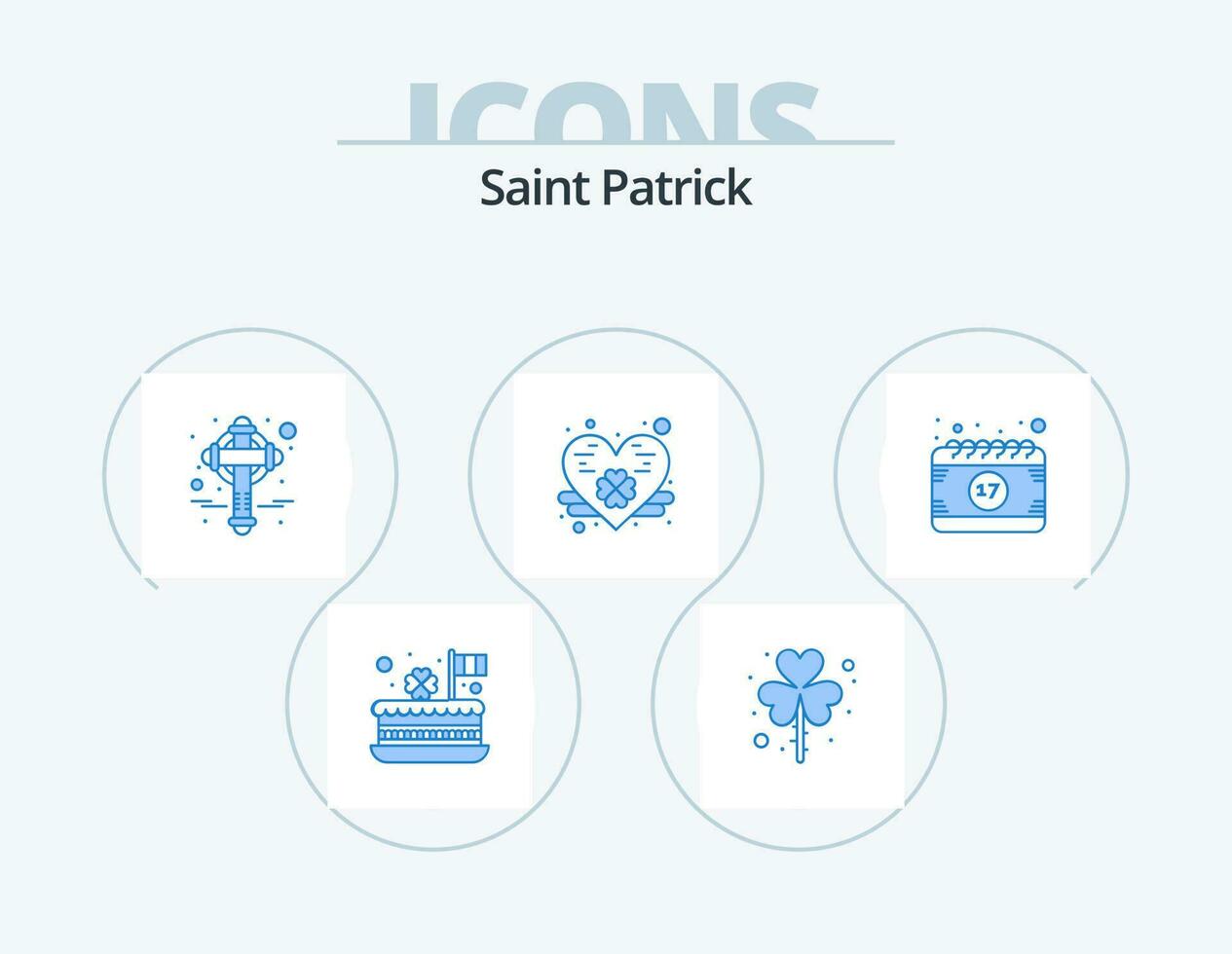 Saint patrick bleu icône pack 5 icône conception. calendrier. cœur. Saint. trèfle. irlandais vecteur