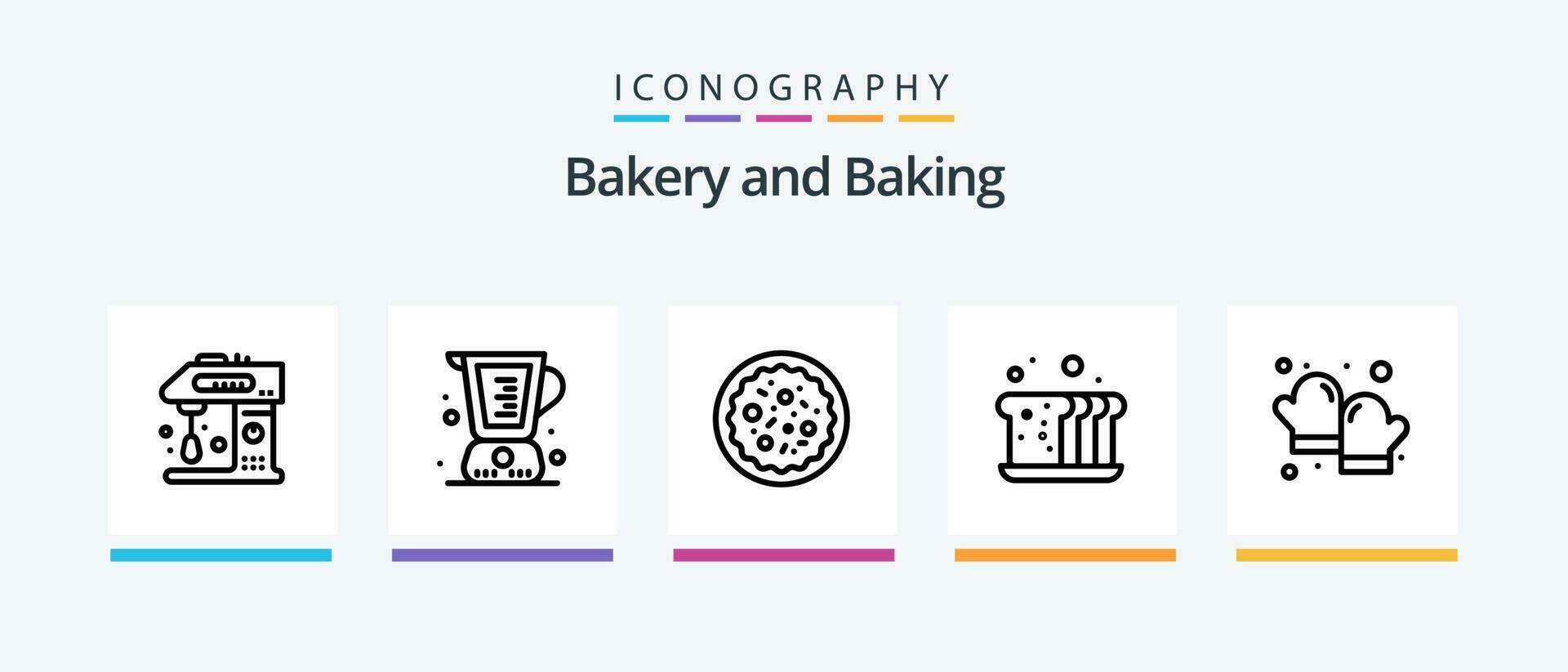 cuisson ligne 5 icône pack comprenant escalader. cuisine. repas. cuisson. Gâteaux. Créatif Icônes conception vecteur