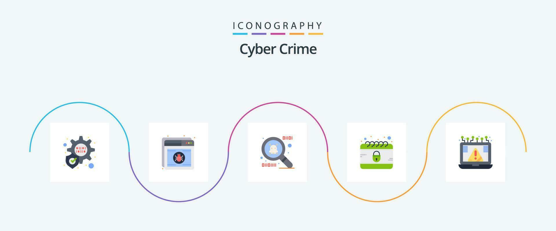 cyber la criminalité plat 5 icône pack comprenant sécurité. cybernétique. crime. l'Internet vecteur