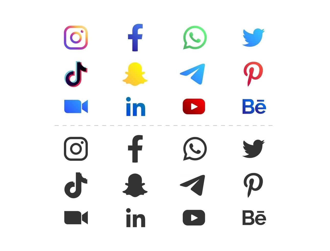 collection de logos de médias sociaux vecteur