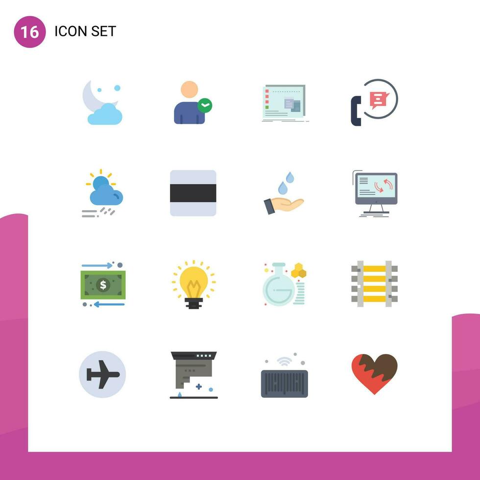 16 plat Couleur concept pour sites Internet mobile et applications téléphone contact de base la communication os modifiable pack de Créatif vecteur conception éléments