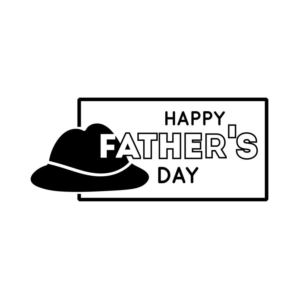 sceau de fête des pères heureux avec style de ligne de chapeau vecteur