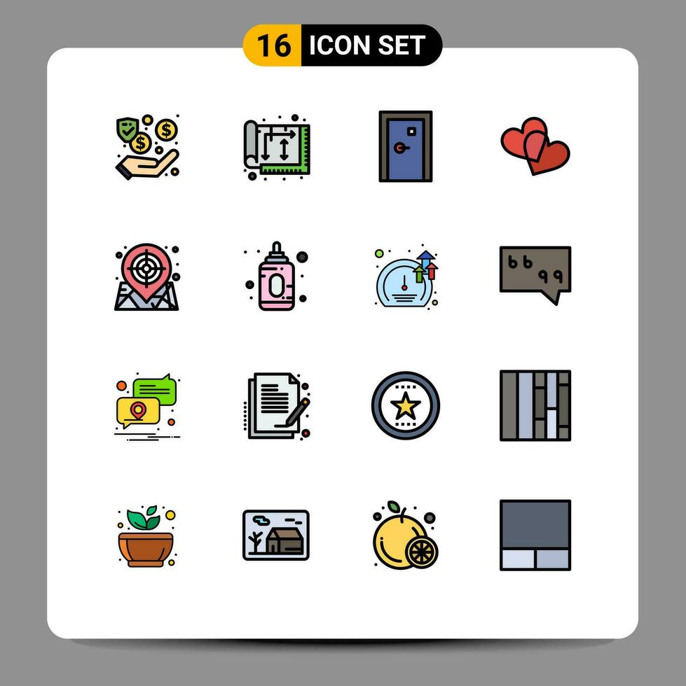 16 Créatif Icônes moderne panneaux et symboles de carte cœur intérieur favoris sortie modifiable Créatif vecteur conception éléments