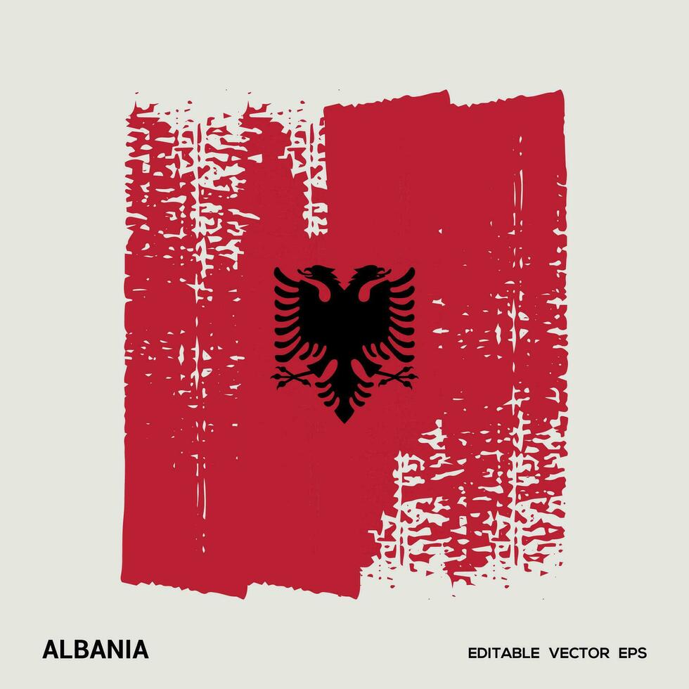 Albanie drapeau brosse vecteur accident vasculaire cérébral, drapeau de Albanie dans grunge brosse accident vasculaire cérébral.