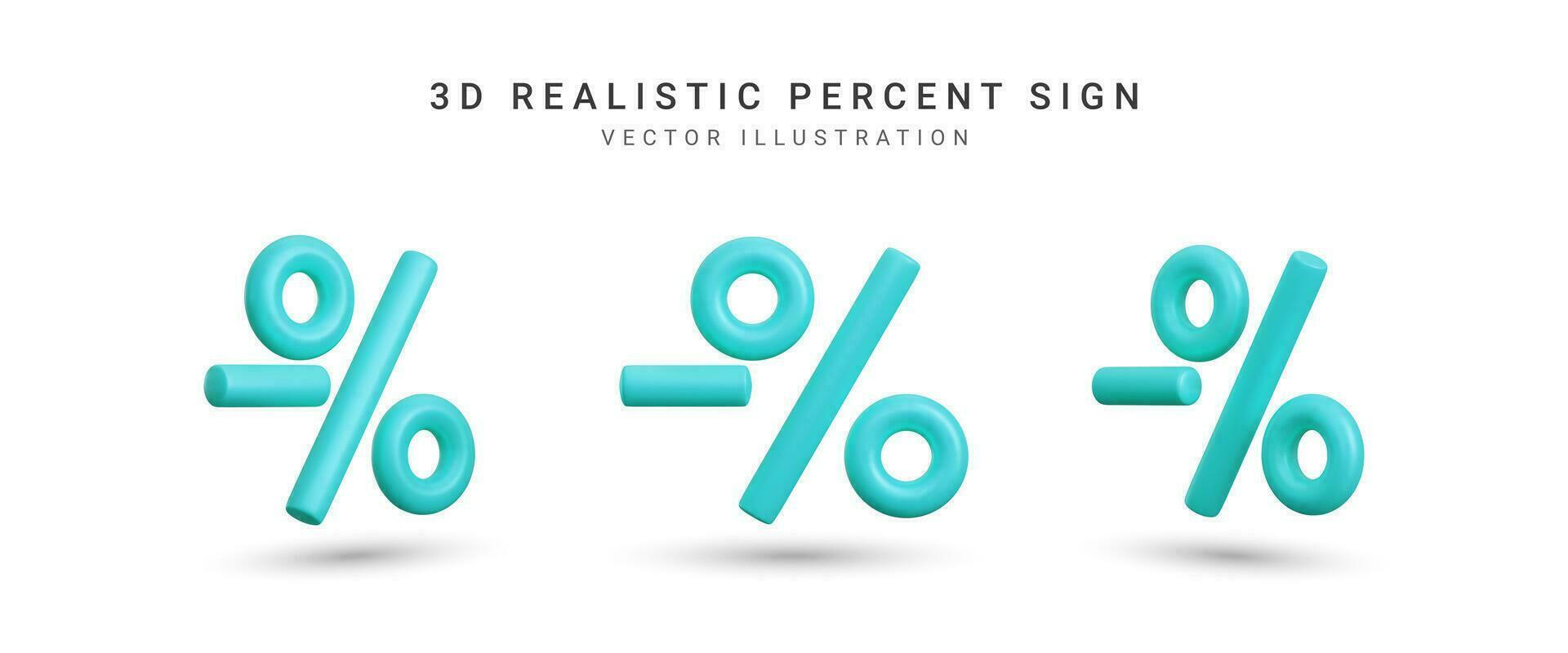 ensemble de 3d le rendu pour cent signe élément. collection réaliste vecteur pourcentage icône. pourcentage, rabais, vente, promotion concept. vecteur illustration