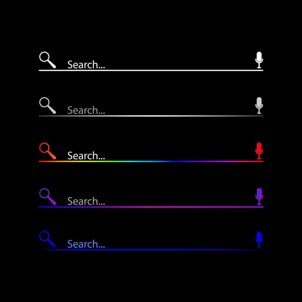 chercher bar pour interface utilisateur, conception et la toile placer. chercher adresse et la navigation bar icône. vecteur collection de chercher forme modèles pour sites Internet