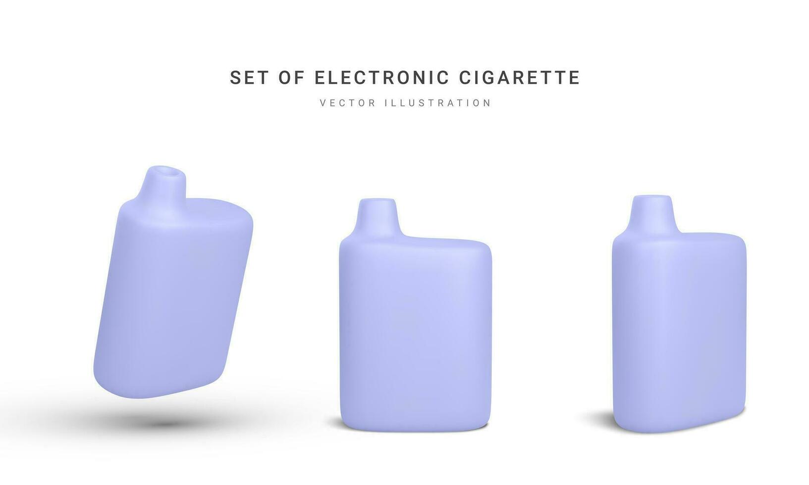 ensemble de 3d réaliste jetable électronique cigarette isolé sur blanc Contexte. moderne fumeur, vapoter et nicotine avec différent les saveurs. vecteur illustration