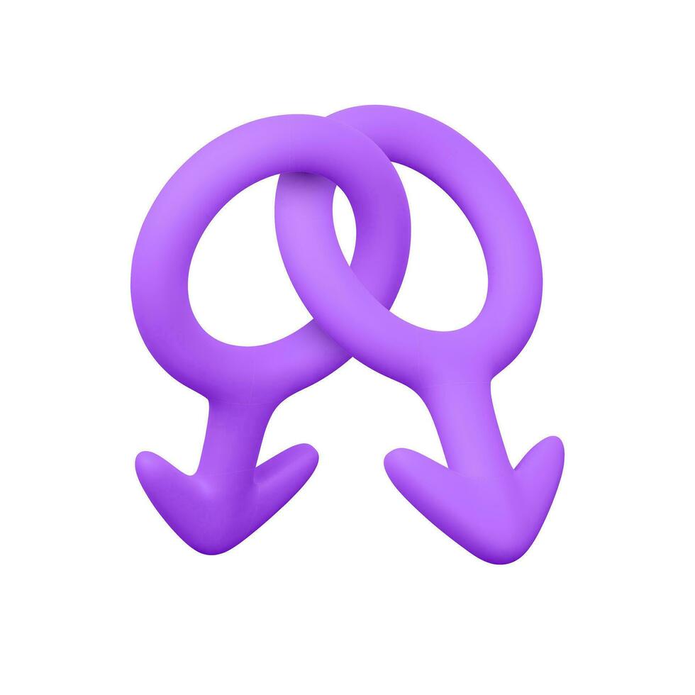 3d réaliste homosexuel symbole. rendus Masculin le sexe icône. vecteur illustration