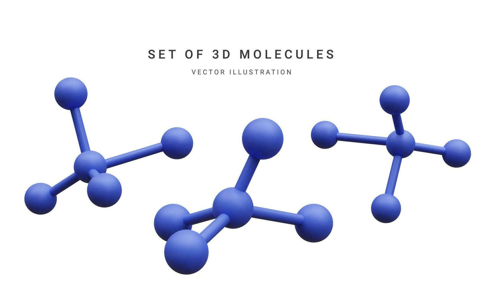 ensemble de 3d réaliste abstrait molécules isolé sur blanc Contexte. médecine, la biologie, chimie et science concept dans dessin animé style. vecteur illustration