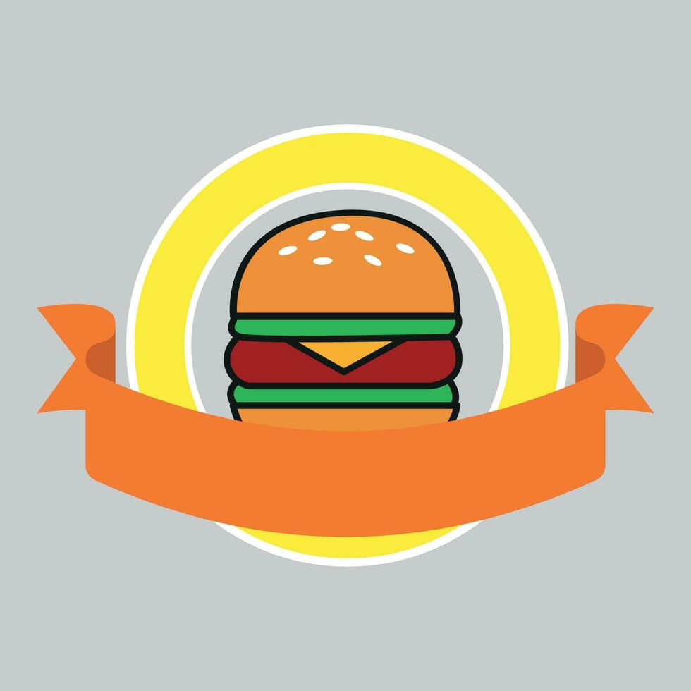 modèle vectoriel de conception de logo de hamburger, logo de restauration rapide, illustration de conception minimale moderne à plat de badge.