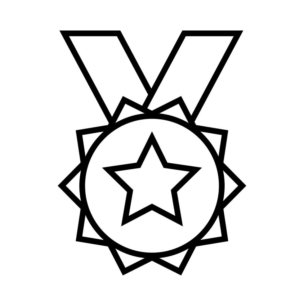 icône de style de ligne de récompense de médaille vecteur