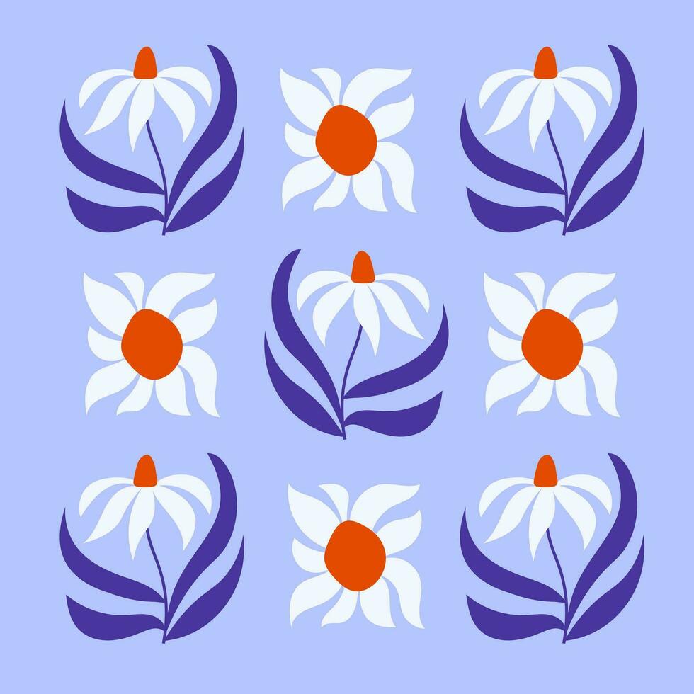 moderne salutation carte avec camomille fleurs vecteur