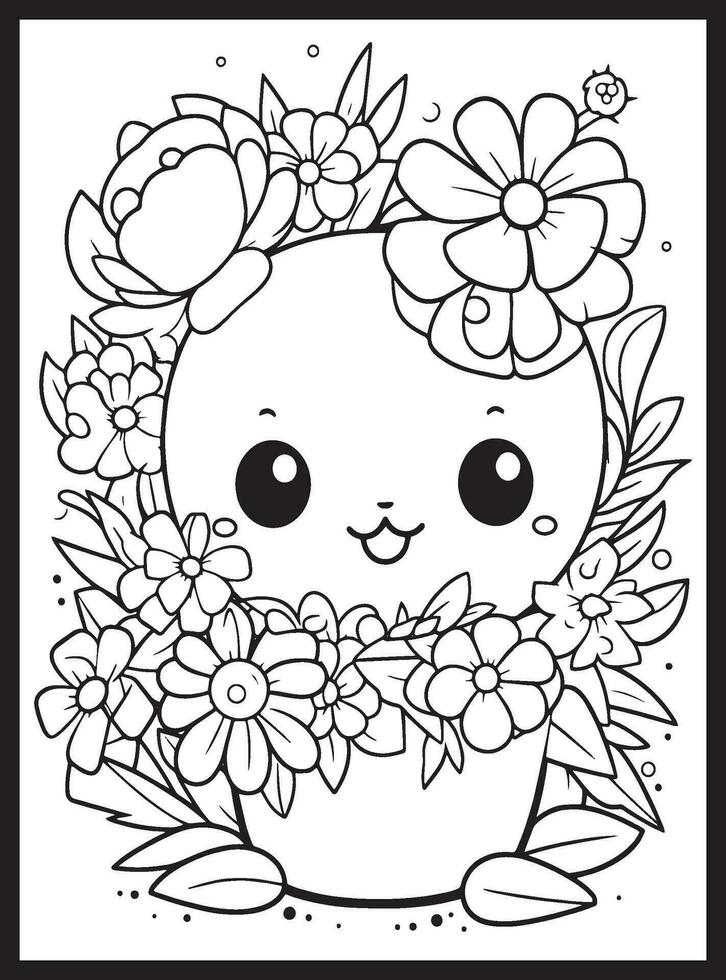 mignonne kawaii fleur coloration pages vecteur