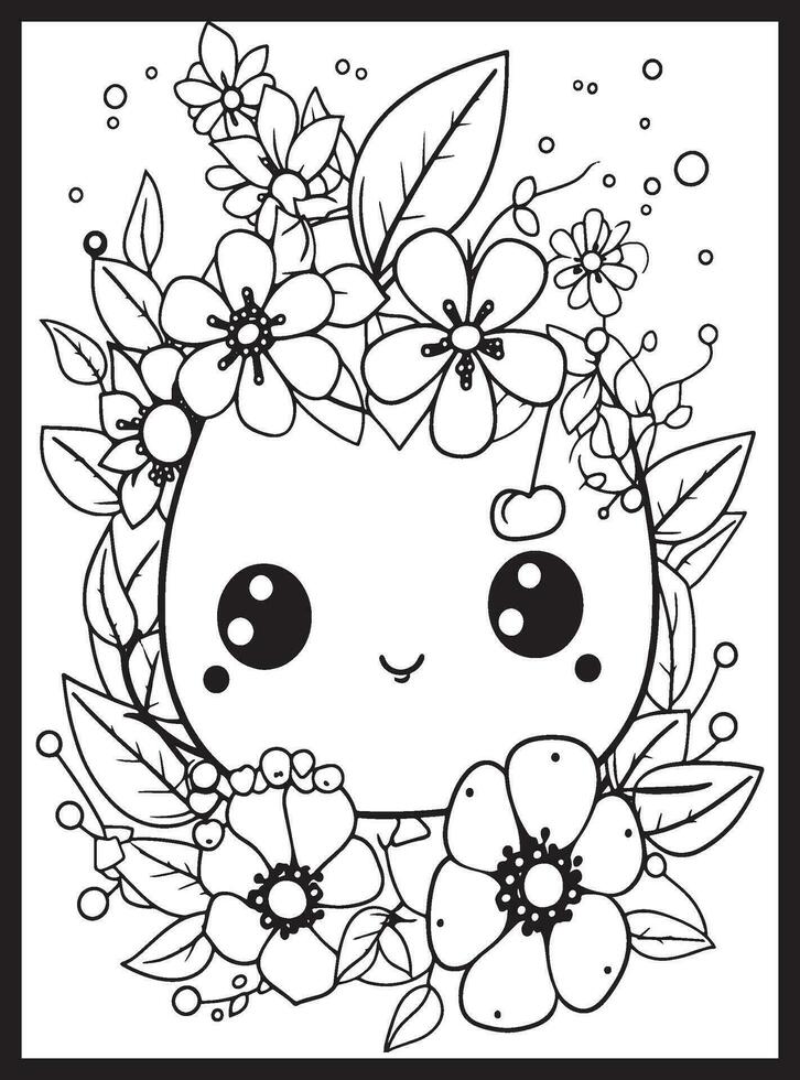 mignonne kawaii fleur coloration pages vecteur