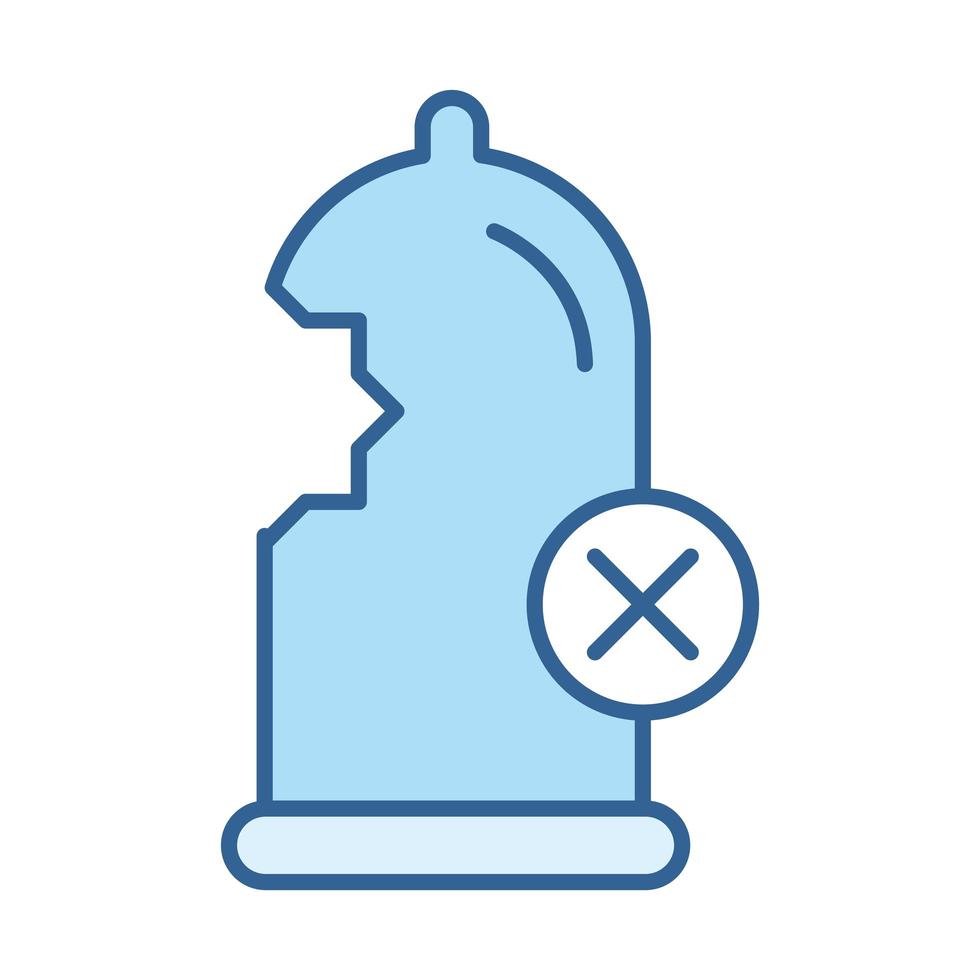 icône bleue de remplissage de ligne endommagée de préservatif de contraception de santé sexuelle vecteur