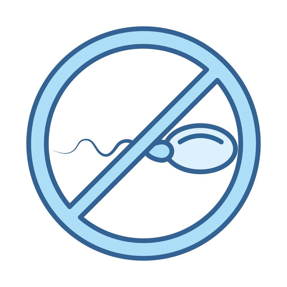 santé sexuelle sexe sans risque interdit sperme symbole ligne remplissage icône bleue vecteur