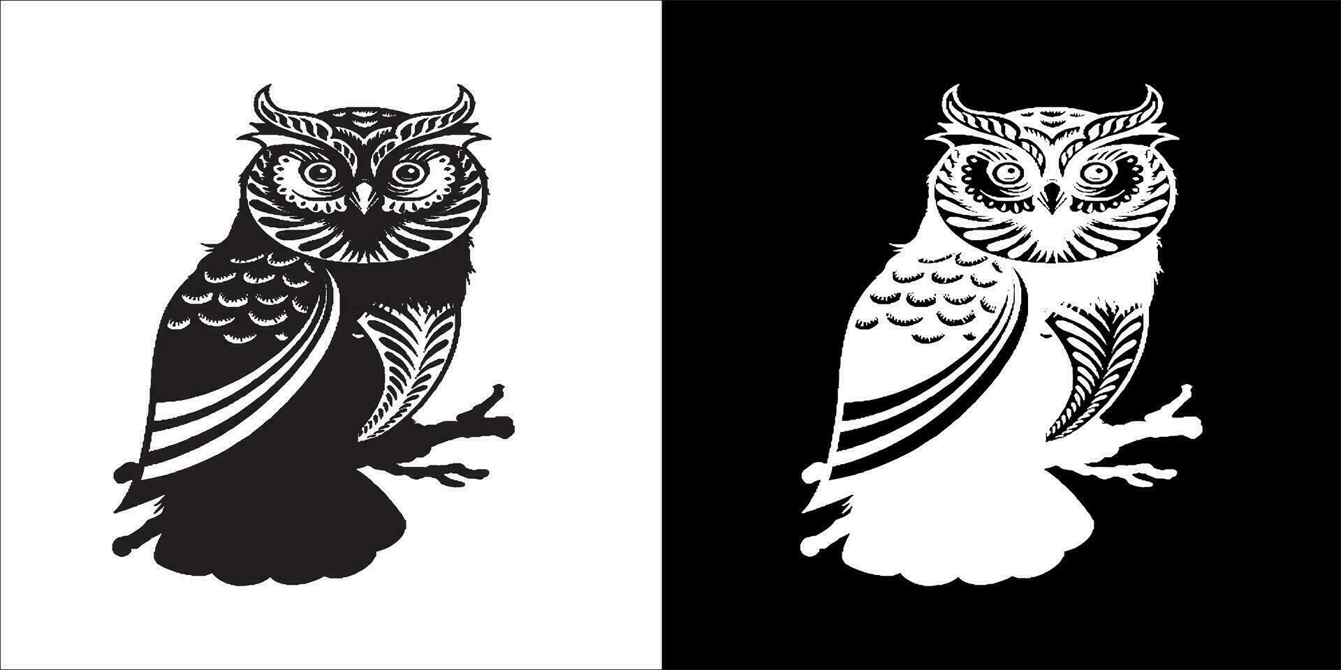 illustration vecteur graphique de hibou, noir et blanc Couleur avec transparent Contexte