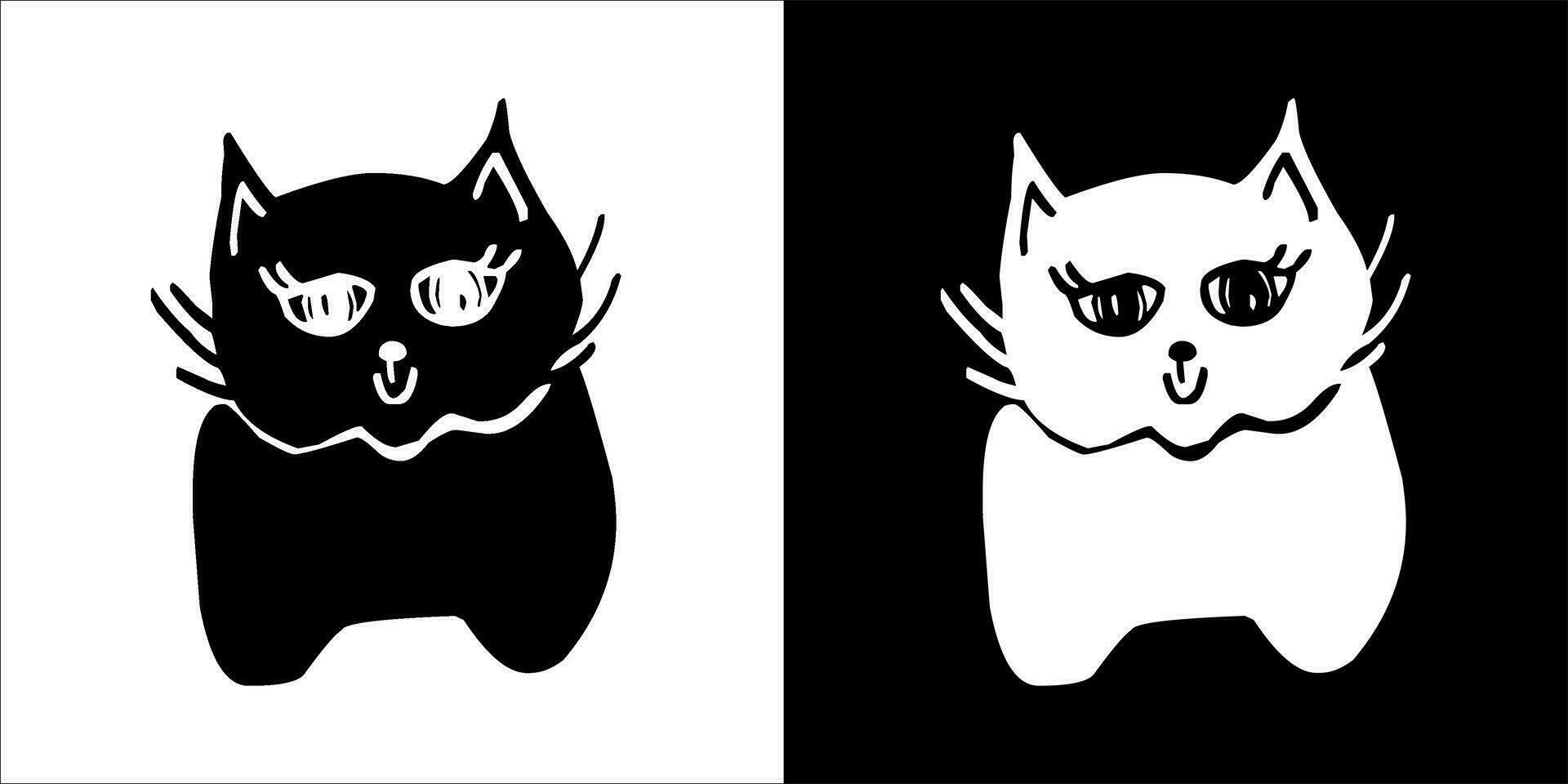 illustration, vecteur graphique de chat icône, noir et blanc Couleur sur transparent Contexte