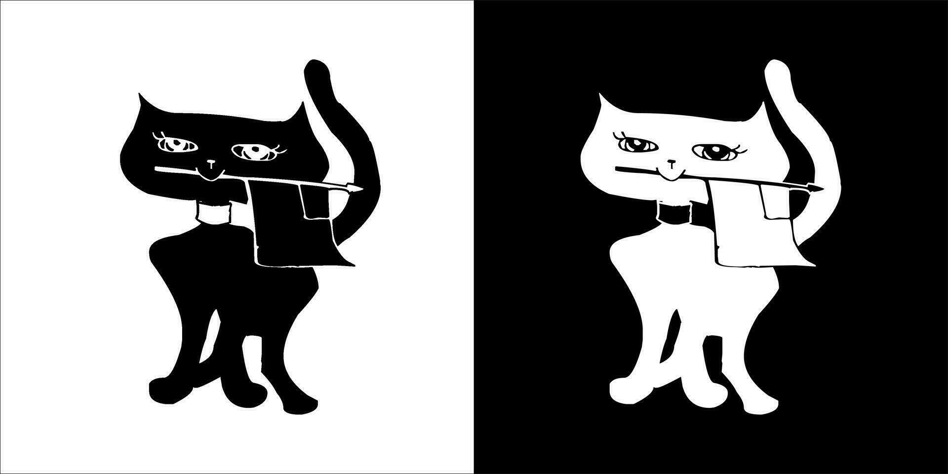 illustration, vecteur graphique de chat icône, noir et blanc Couleur sur transparent Contexte