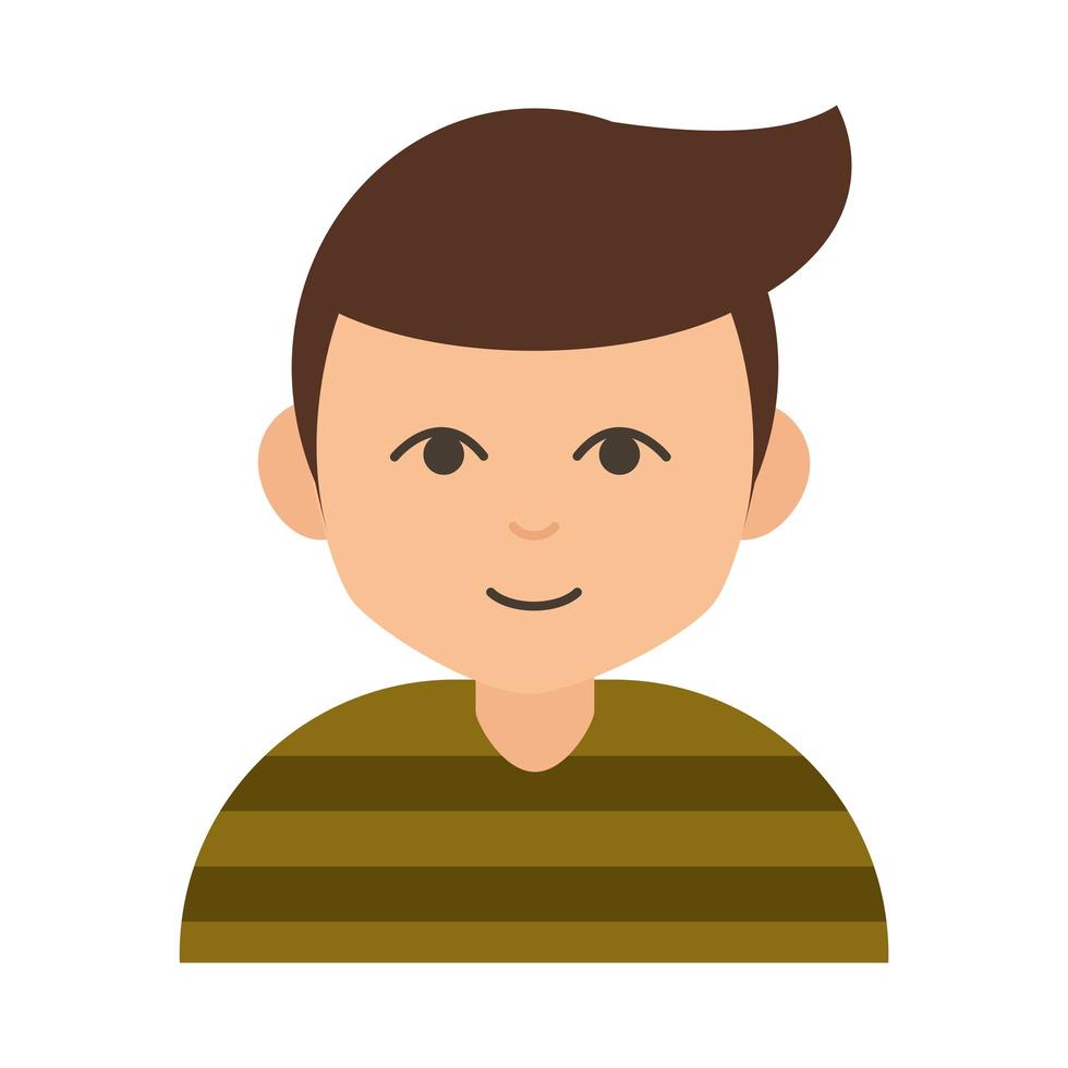 icône plate de personnage de dessin animé de coiffure jeune garçon vecteur