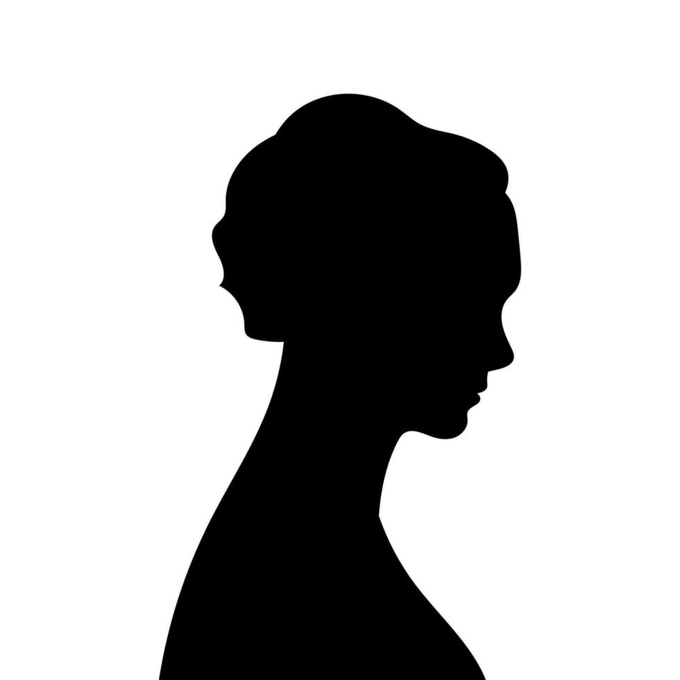 femme avatar profil. vecteur silhouette de une femme tête ou icône isolé sur une blanc Contexte. symbole de femelle beauté.