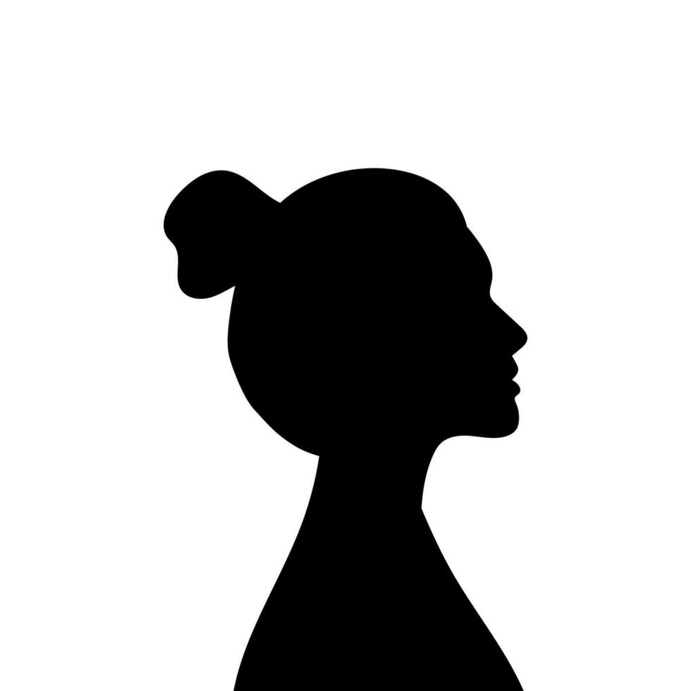 femme avatar profil. vecteur silhouette de une femme tête ou icône isolé sur une blanc Contexte. symbole de femelle beauté.