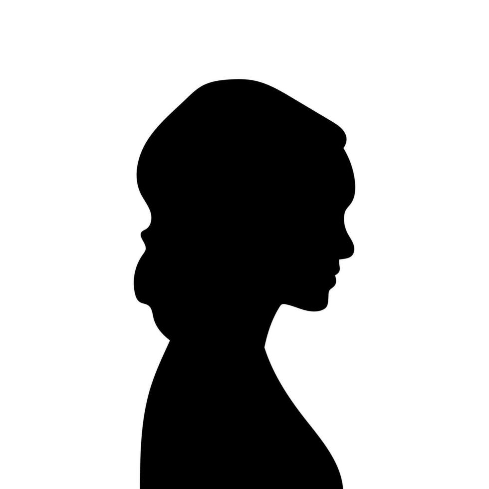 femme avatar profil. vecteur silhouette de une femme tête ou icône isolé sur une blanc Contexte. symbole de femelle beauté.